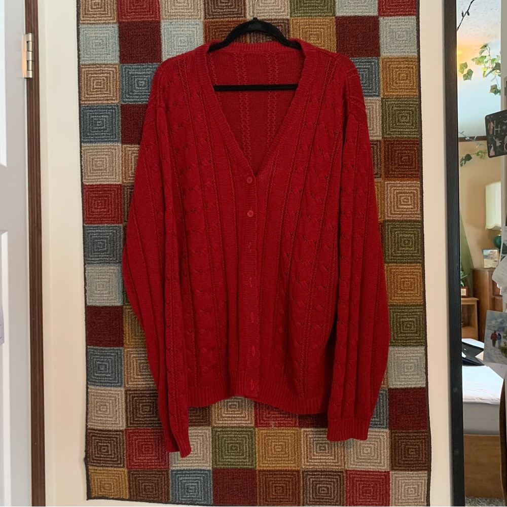 Classic Red Cable Knit Sweater